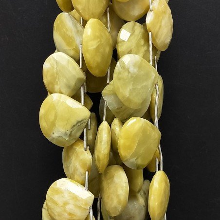 Giada Lmone Naturale Perline Forma Cuore Piatto Sfaccettato a Mano Foro Laterale