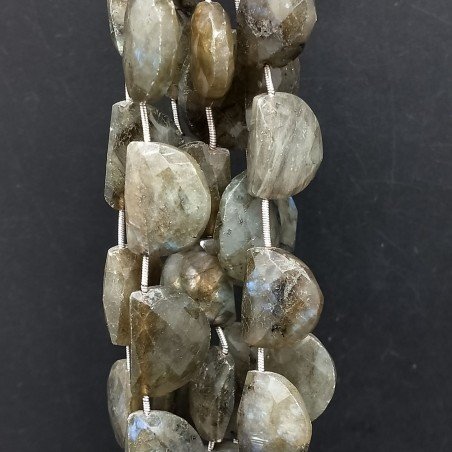 Labradorite Naturale Perline Forma Mezzo Cerchio Piatto Sfaccettato a Mano Foro Laterale 18-24X14-18mm