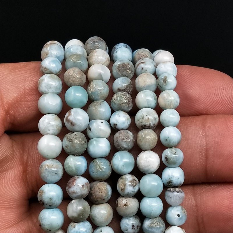Larimar Naturale Grezzo Tondo Liscio A Mano 05mm-08mm