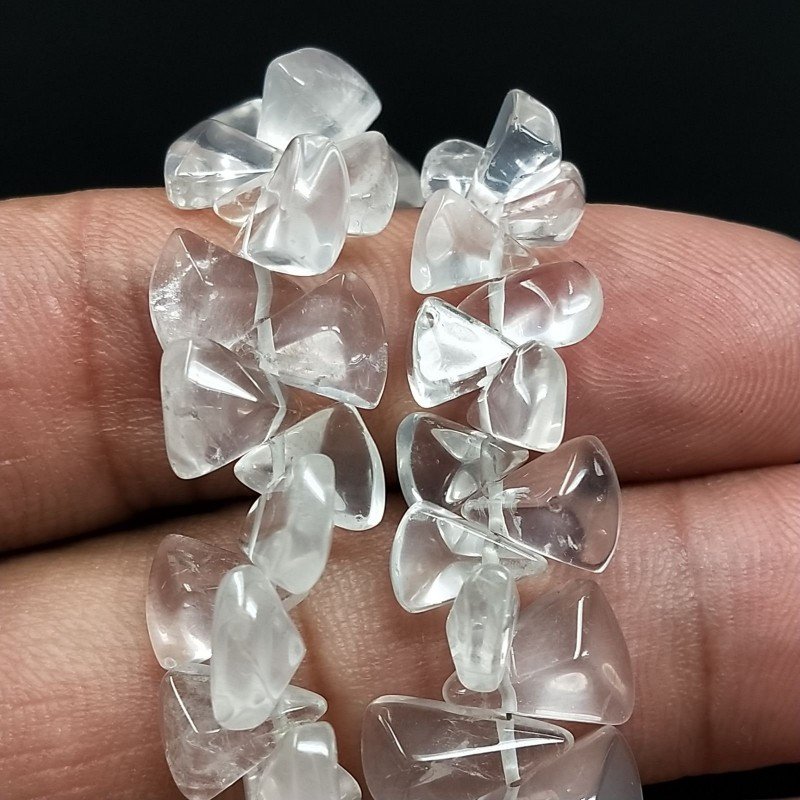 Quarzo Rosa Naturale in Perline Forma Triangolo Liscio a Mano Foro Laterale