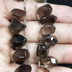 Quarzo fume Naturale in Perline Forma Goccia Twist Sfaccettato a Mano Foro Laterale a Gradazione