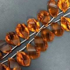 Quarzo Citrino Idrotermale in Perline Forma Goccia Twist Sfaccettato a Mano Foro Laterale 10X20mm