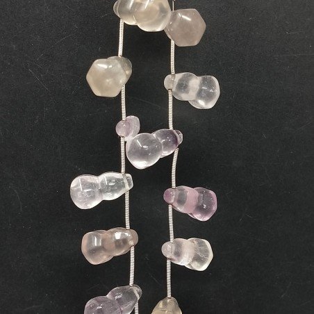 Fluorite Naturale Perline Forma Bottiglia Liscio Foro Laterale