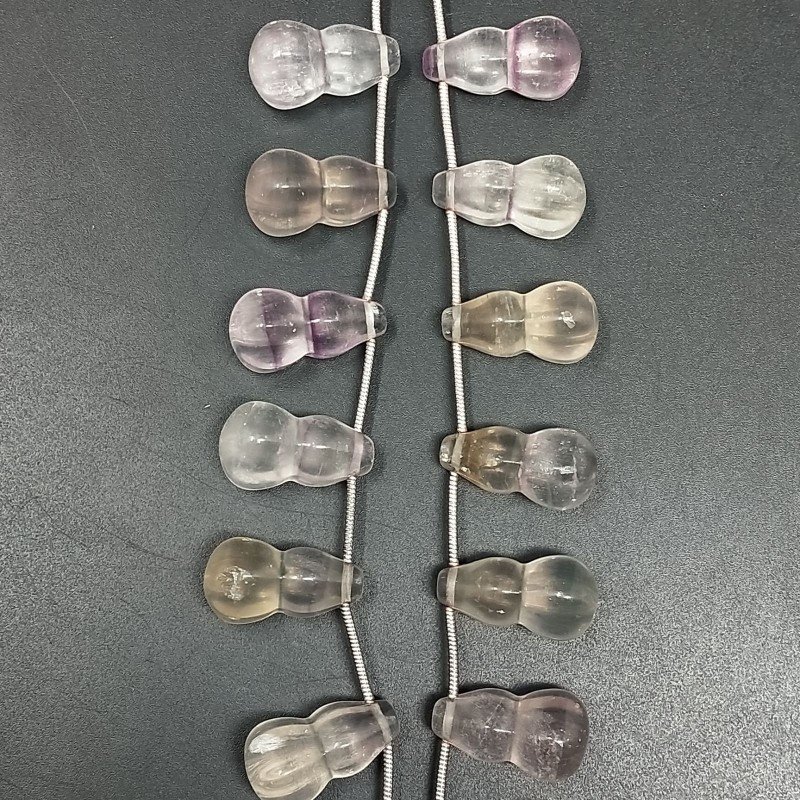 Fluorite Naturale Perline Forma Bottiglia Liscio Foro Laterale