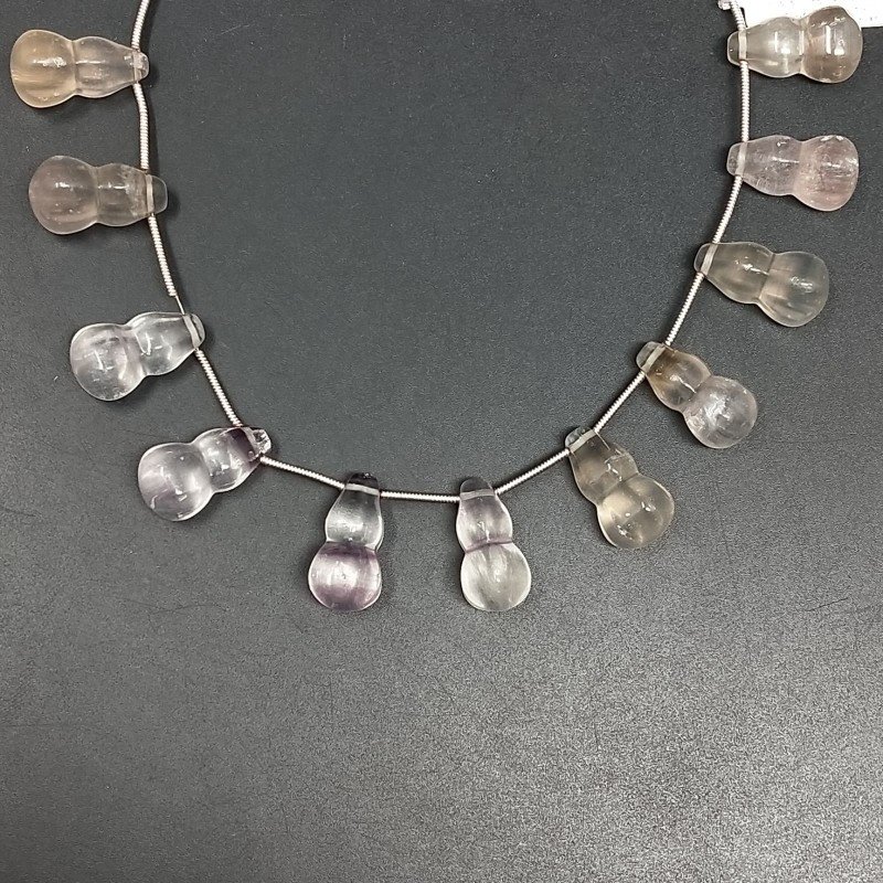 Fluorite Naturale Perline Forma Bottiglia Liscio Foro Laterale