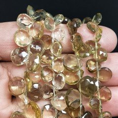 Quarzo Miele Naturale Perline Forma Cuore Piatto Sfaccettato a Mano Foro Laterale 06mm-12mm