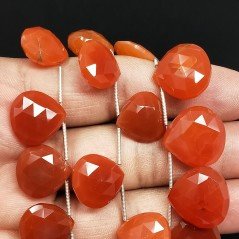 Corniola Naturale Perline Forma Cuore Piatto Sfaccettato a Mano Foro Laterale 10mm-16mm