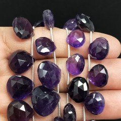 Ametista Africana Perline Forma Cuore Piatto Sfaccettato a Mano Foro Laterale