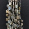 Labradorite Naturale Perline Forma Cuore Piatto Sfaccettato a Mano Foro Laterale