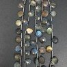 Labradorite Naturale Perline Forma Cuore Piatto Sfaccettato a Mano Foro Laterale