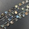 Labradorite Naturale Perline Forma Cuore Piatto Sfaccettato a Mano Foro Laterale