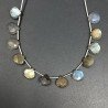 Labradorite Naturale Perline Forma Cuore Piatto Sfaccettato a Mano Foro Laterale