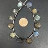Labradorite Naturale Perline Forma Cuore Piatto Sfaccettato a Mano Foro Laterale