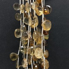 Quarzo Birra Naturale Perline Forma Cuore Piatto Sfaccettato a Mano Foro Laterale