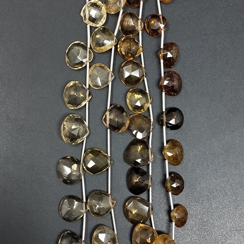 Quarzo Birra Naturale Perline Forma Cuore Piatto Sfaccettato a Mano Foro Laterale Quarzo Birra Naturale Perline Forma Cuore Piatto Sfaccettato a Mano Foro Laterale