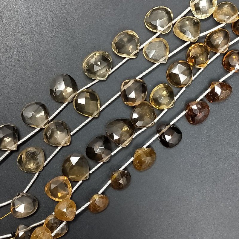 Quarzo Birra Naturale Perline Forma Cuore Piatto Sfaccettato a Mano Foro Laterale Quarzo Birra Naturale Perline Forma Cuore Piatto Sfaccettato a Mano Foro Laterale