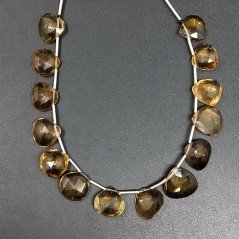 Quarzo Birra Naturale Perline Forma Cuore Piatto Sfaccettato a Mano Foro Laterale Quarzo Birra Naturale Perline Forma Cuore Piatto Sfaccettato a Mano Foro Laterale