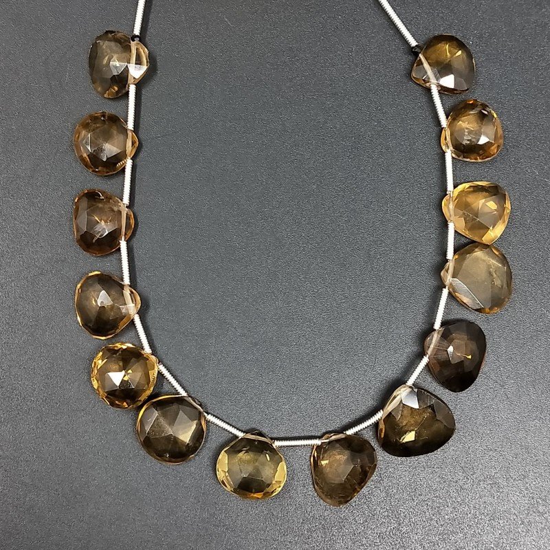 Quarzo Birra Naturale Perline Forma Cuore Piatto Sfaccettato a Mano Foro Laterale Quarzo Birra Naturale Perline Forma Cuore Piatto Sfaccettato a Mano Foro Laterale