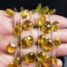 Quarzo Limone Idrotermale Perline Forma Cuore Piatto Sfaccettato a Mano Foro Laterale 08-12mm