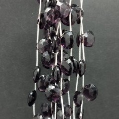 Ametista Idrotermale Perline Forma Cuore Piatto Sfaccettato a Mano Foro Laterale 12mm