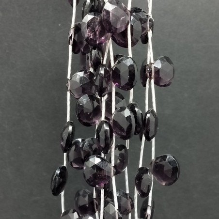 Ametista Idrotermale Perline Forma Cuore Piatto Sfaccettato a Mano Foro Laterale 12mm