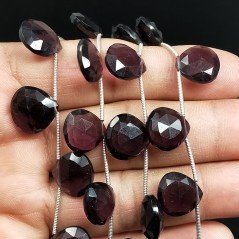 Ametista Idrotermale Perline Forma Cuore Piatto Sfaccettato a Mano Foro Laterale 12mm