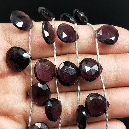Ametista Idrotermale Perline Forma Cuore Piatto Sfaccettato a Mano Foro Laterale 12mm