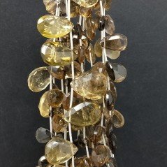 Quarzo Birra Naturale in Perline Forma Goccia Piatto Sfaccettato a Mano Foro Laterale