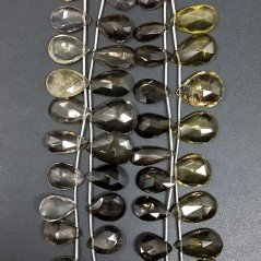 Quarzo Birra Naturale in Perline Forma Goccia Piatto Sfaccettato a Mano Foro Laterale Quarzo Birra Naturale in Perline Forma Goccia Piatto Sfaccettato a Mano Foro Laterale