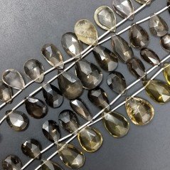 Quarzo Birra Naturale in Perline Forma Goccia Piatto Sfaccettato a Mano Foro Laterale Quarzo Birra Naturale in Perline Forma Goccia Piatto Sfaccettato a Mano Foro Laterale