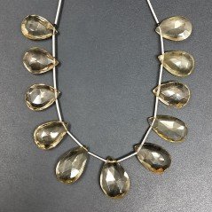 Quarzo Birra Naturale in Perline Forma Goccia Piatto Sfaccettato a Mano Foro Laterale Quarzo Birra Naturale in Perline Forma Goccia Piatto Sfaccettato a Mano Foro Laterale