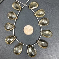 Quarzo Birra Naturale in Perline Forma Goccia Piatto Sfaccettato a Mano Foro Laterale Quarzo Birra Naturale in Perline Forma Goccia Piatto Sfaccettato a Mano Foro Laterale