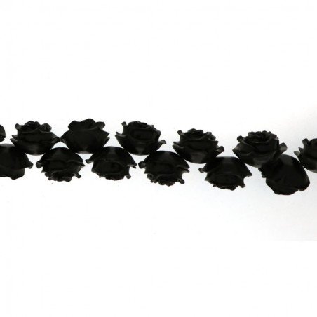 Resina Perline Nero Forma Rosa Inciso Liscio Foro Passante 28mm