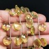Quarzo Limone Idrotermale Perline Forma Cuore Piatto Sfaccettato a Mano Foro Laterale 12mm