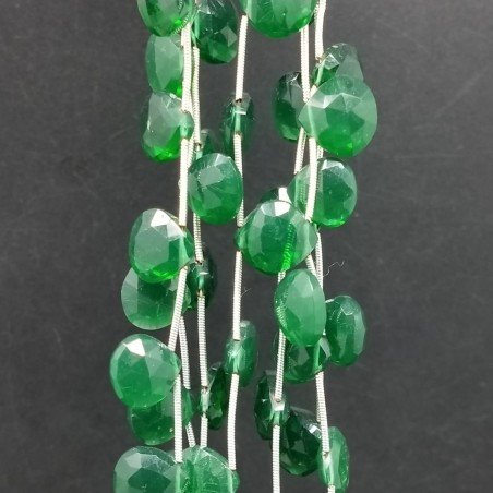 Quarzo Verde Idrotermale Perline Forma Cuore Piatto Sfaccettato a Mano Foro Laterale 12mm