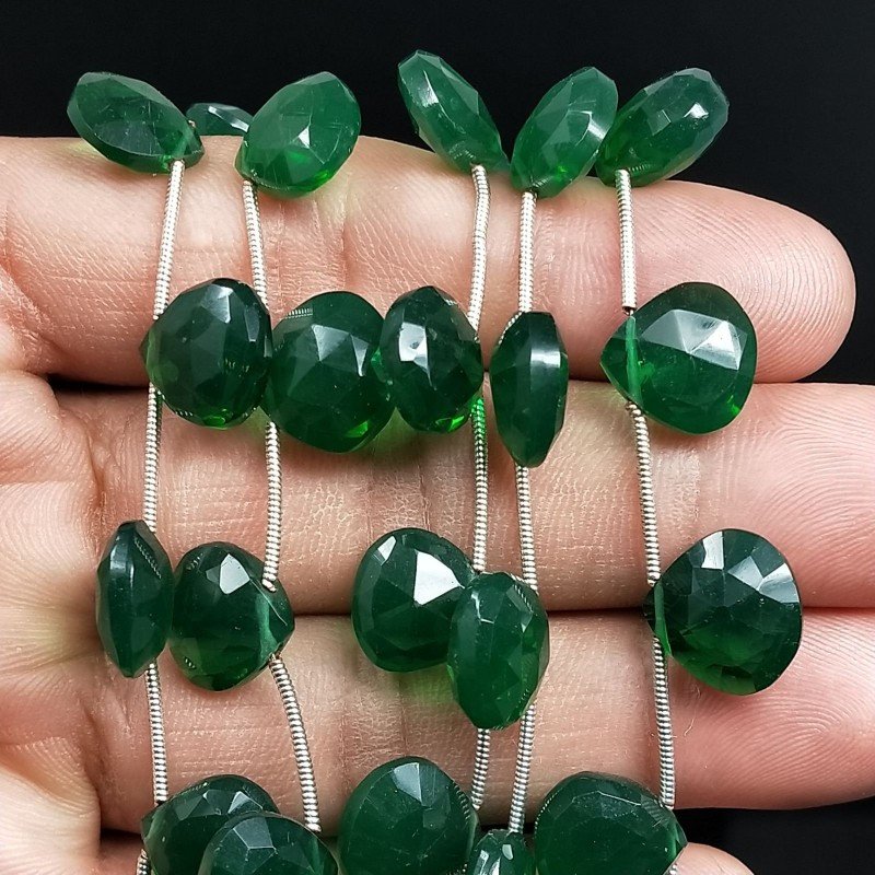 Quarzo Verde Idrotermale Perline Forma Cuore Piatto Sfaccettato a Mano Foro Laterale 12mm