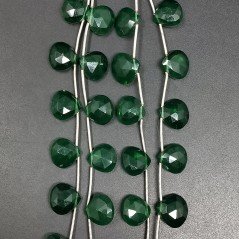 Quarzo Verde Idrotermale Perline Forma Cuore Piatto Sfaccettato a Mano Foro Laterale 12mm