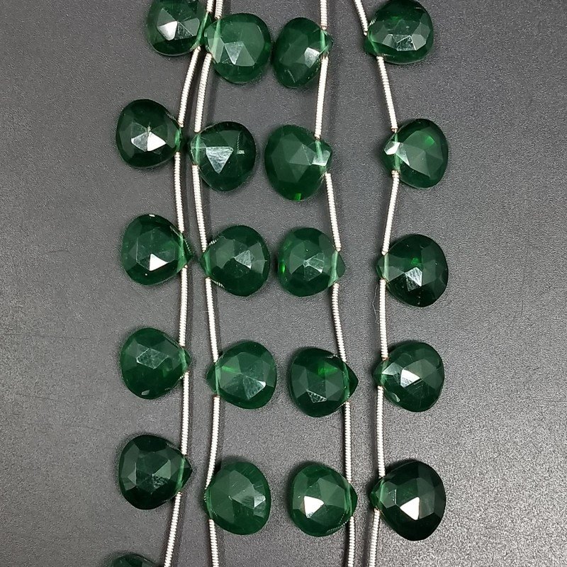 Quarzo Verde Idrotermale Perline Forma Cuore Piatto Sfaccettato a Mano Foro Laterale 12mm