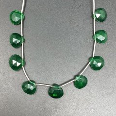 Quarzo Verde Idrotermale Perline Forma Cuore Piatto Sfaccettato a Mano Foro Laterale 12mm
