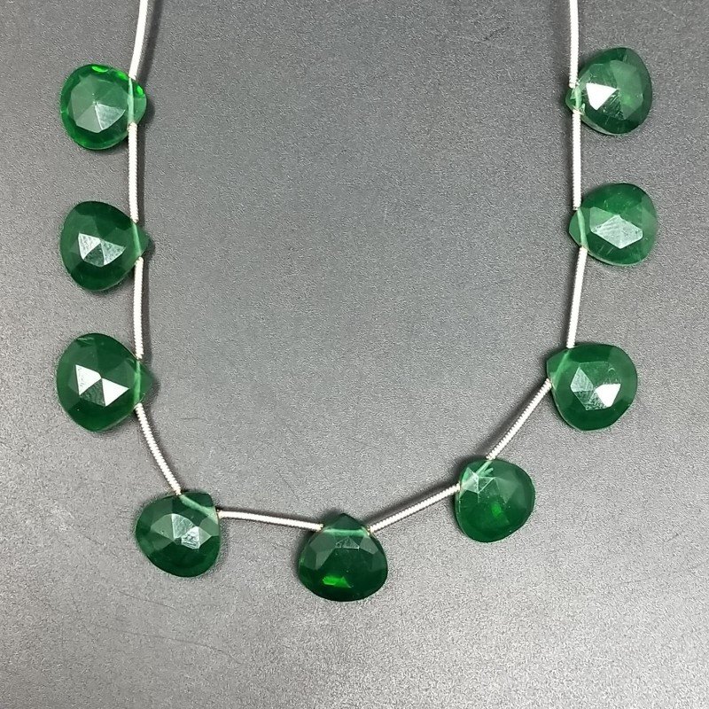 Quarzo Verde Idrotermale Perline Forma Cuore Piatto Sfaccettato a Mano Foro Laterale 12mm