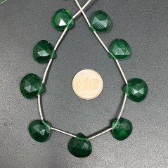Quarzo Verde Idrotermale Perline Forma Cuore Piatto Sfaccettato a Mano Foro Laterale 12mm