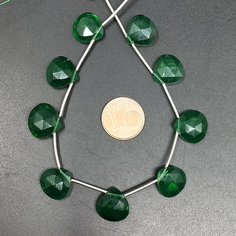 Quarzo Verde Idrotermale Perline Forma Cuore Piatto Sfaccettato a Mano Foro Laterale 12mm