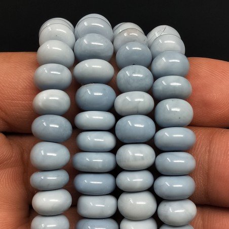 Opale Blu Grigio Naturale in Perline Forma Rondelle Liscio a Mano Foro Passante 06-10mm
