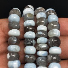 Opale Somalia Naturale Azzurro Grigio Multi Naturale in Perline Forma Rondelle Liscio a Mano Foro Passante 07-10mm