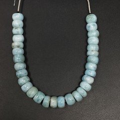 Larimar Grezzo Naturale in Perline Forma Rondelle Liscio a Mano Foro Passante 06-10mm