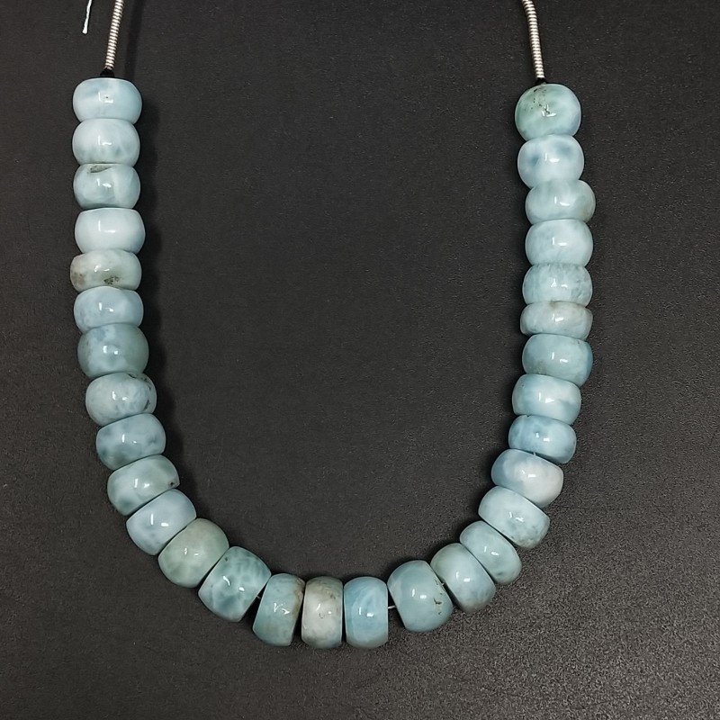 Larimar Grezzo Naturale in Perline Forma Rondelle Liscio a Mano Foro Passante 06-10mm