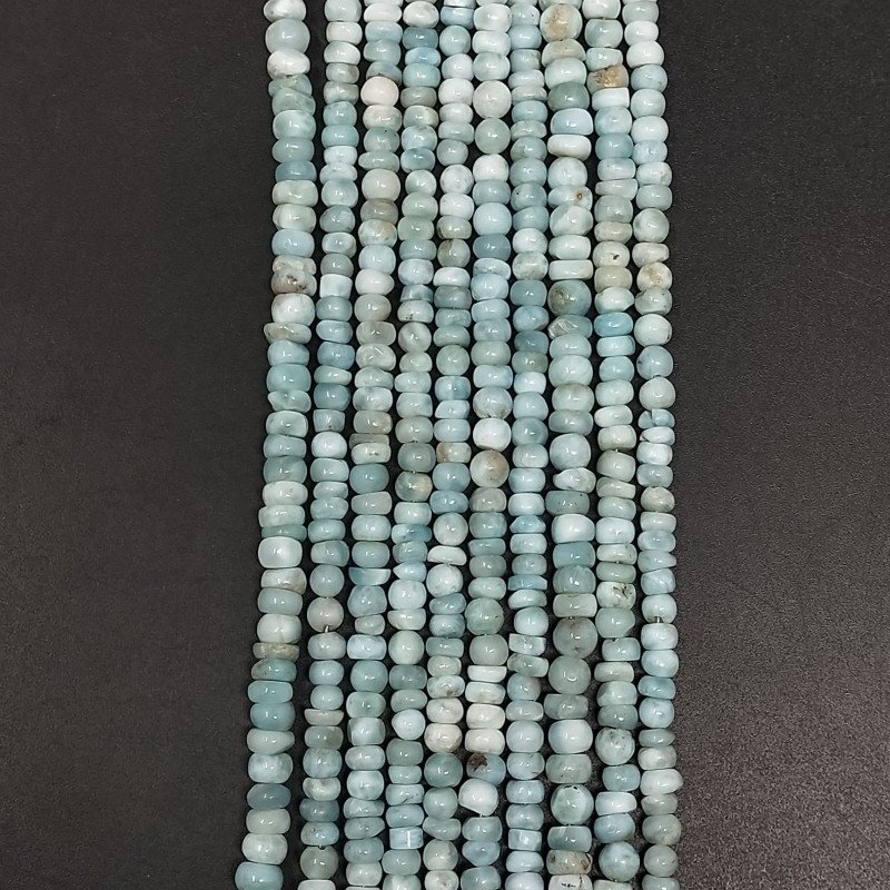 Larimar Grezzo Naturale in Perline Forma Rondelle Liscio a Mano Foro Passante 04-06mm