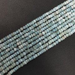 Larimar Grezzo Naturale in Perline Forma Rondelle Liscio a Mano Foro Passante 04-06mm