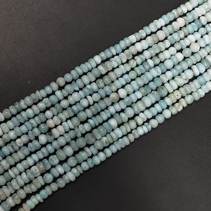 Larimar Grezzo Naturale in Perline Forma Rondelle Liscio a Mano Foro Passante 04-06mm