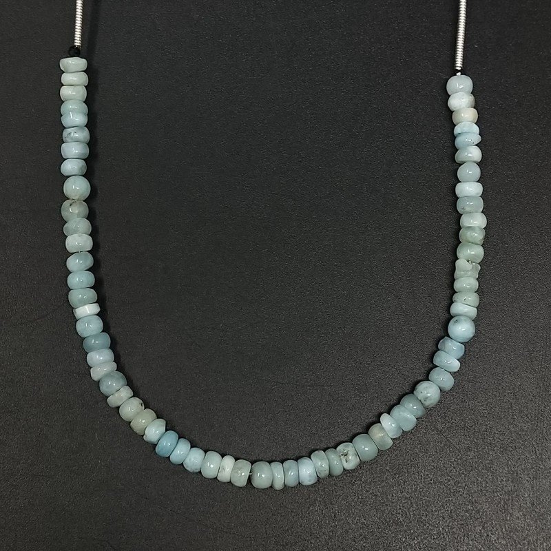 Larimar Grezzo Naturale in Perline Forma Rondelle Liscio a Mano Foro Passante 04-06mm